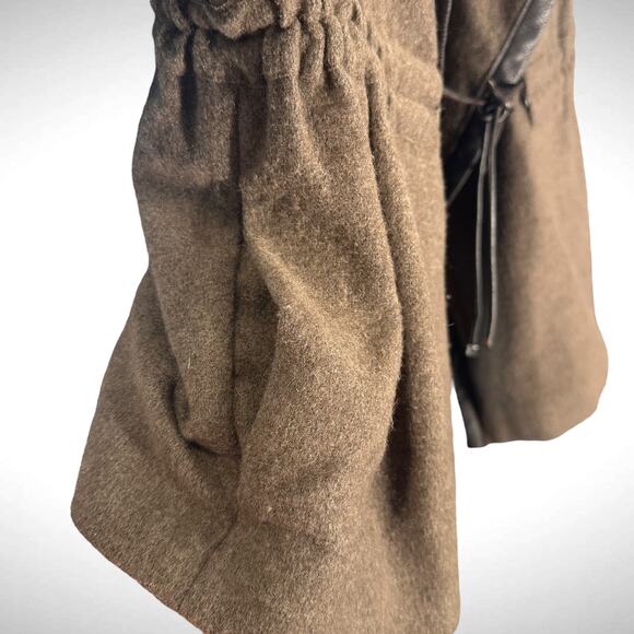 Agnona Size 40 Short Sleeve Cinch Waist Lagenlook Jacket Brown Silk Cashmere - Picture 6 of 16